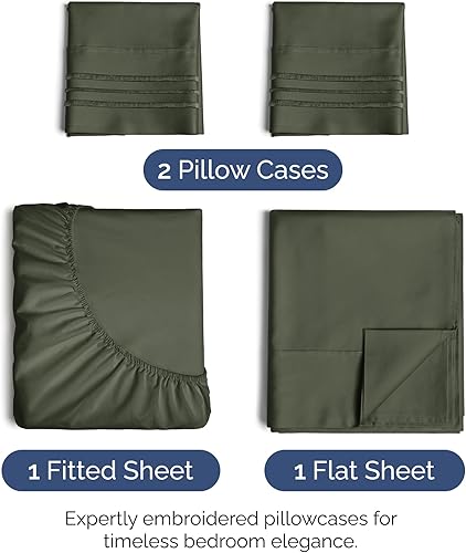 Vista 837 de Juego de sábanas de 4 piezas tamaño king, extrasuaves, transpirables y refrescantes con esquinas profundas, sábanas de fácil ajuste y sin arrugas