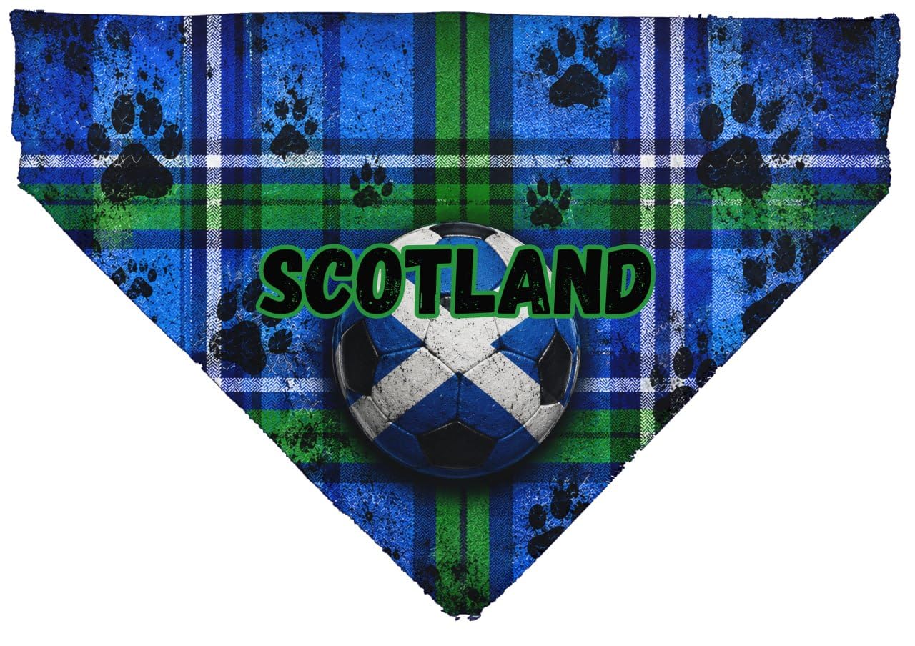 Scotland Football Dog Bandana Personalised, Tartan pawprint on Collar bandana for pets, Scottish Football Custom Pet Bandana (XL)