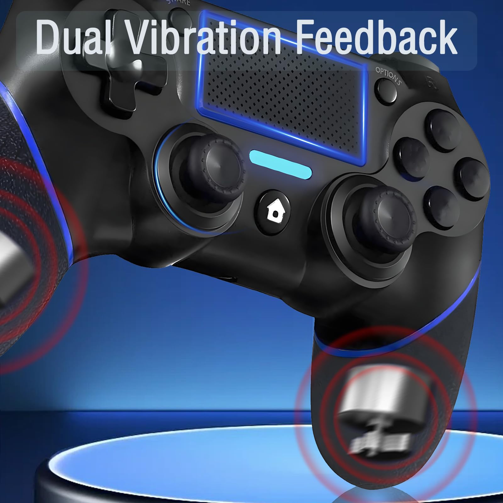 REKBOO Mando inalámbrico para PS4, Joystick Gamepad para PS4/Slim/Pro con Doble Motor de Vibración | Batería 600mah | Panel Táctil | Altavoz Audio Jack 3.5mm