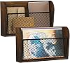 YINMIT 2 Pack Wall File Organizer, Hanging File Holder, Wall Mounted File Holder, Office Wall Organizer, Wall Mount Paper Folder Rack (Brown, 2PC)