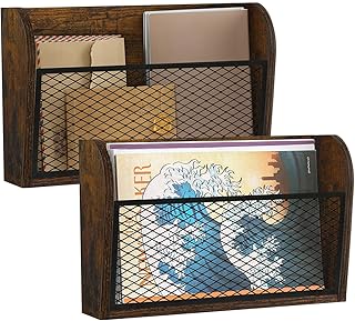 YINMIT 2 Packs Wall File Organizer-Holder, Hanging File Organizer, Wall Mounted File Holder, Wall Mount Paper Folder Rack for Office and Home