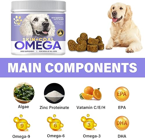 Miniatura 3 de ZNFSZ Suplemento de piel y pelaje para perros, calmante para la piel y el pelaje, suplemento suave masticable para piel sana y pelaje brillante,