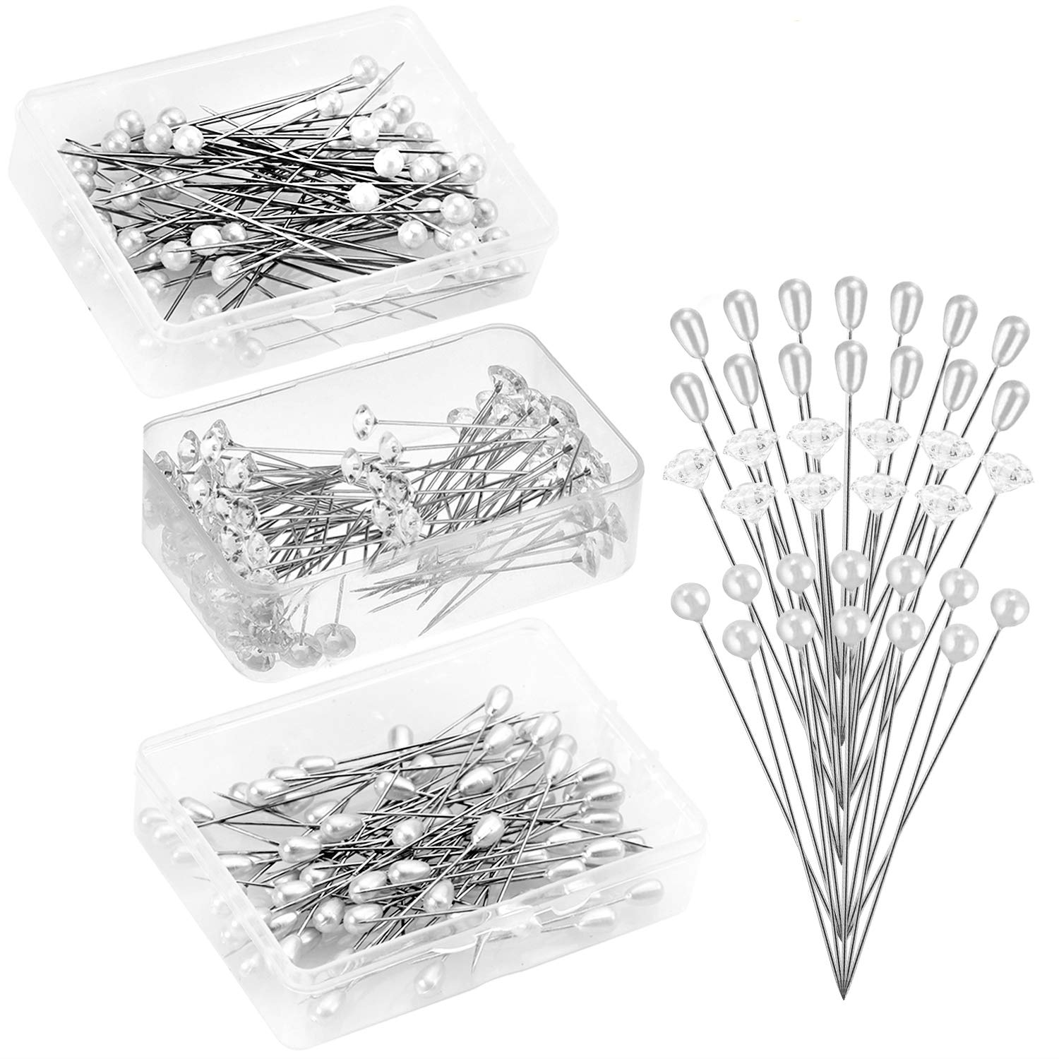 Senkary 300 Pieces Corsages Pins Flower Pins Floral Pins Diamond