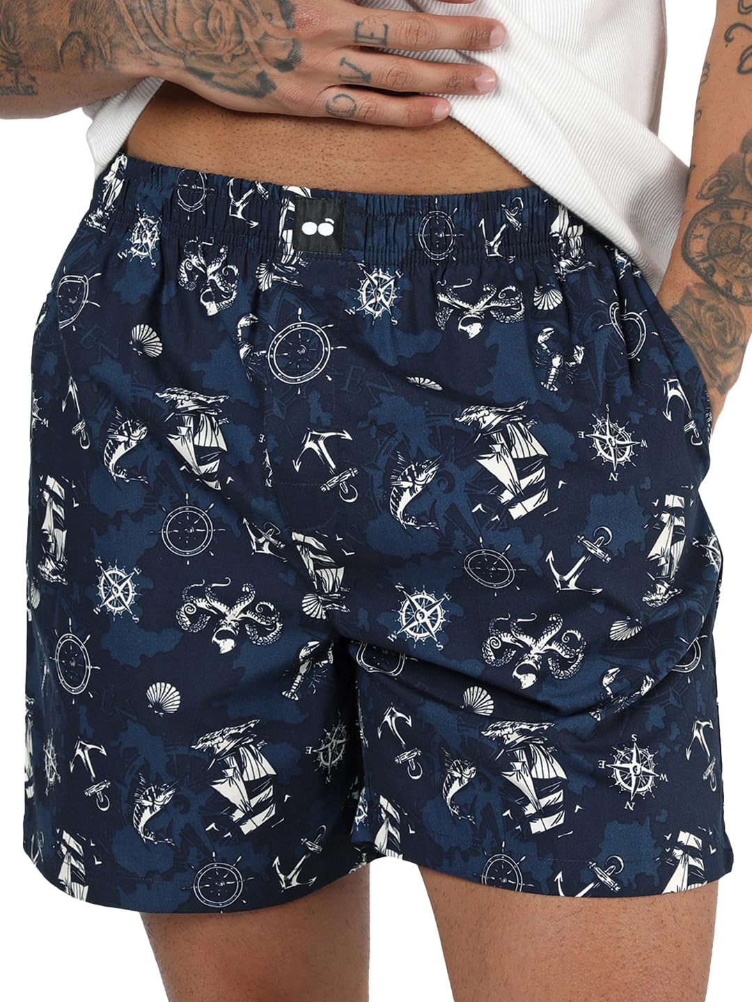 bewakoof Men's All Over Printed Regular Fit Poplin Boxer-picture-34