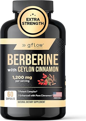 Berberina HCL 1200 mg en cápsulas vegetales con canela de Ceilán Fabricado en los Estados Unidos