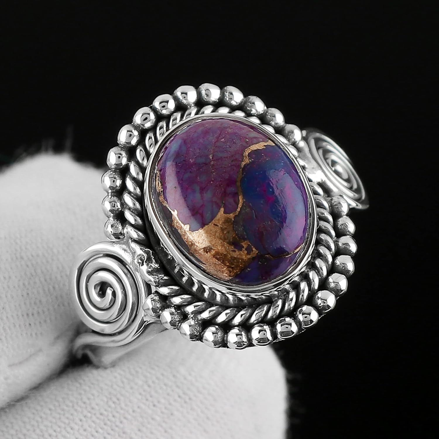 925 Sterling Silver Designer Ring | Natural Gemstones & Plain Stones | Handmade Bohemian Jewelry| Healing Crystals | Birthday Elegant Promise Victorian Ring Christmas Gift for Women