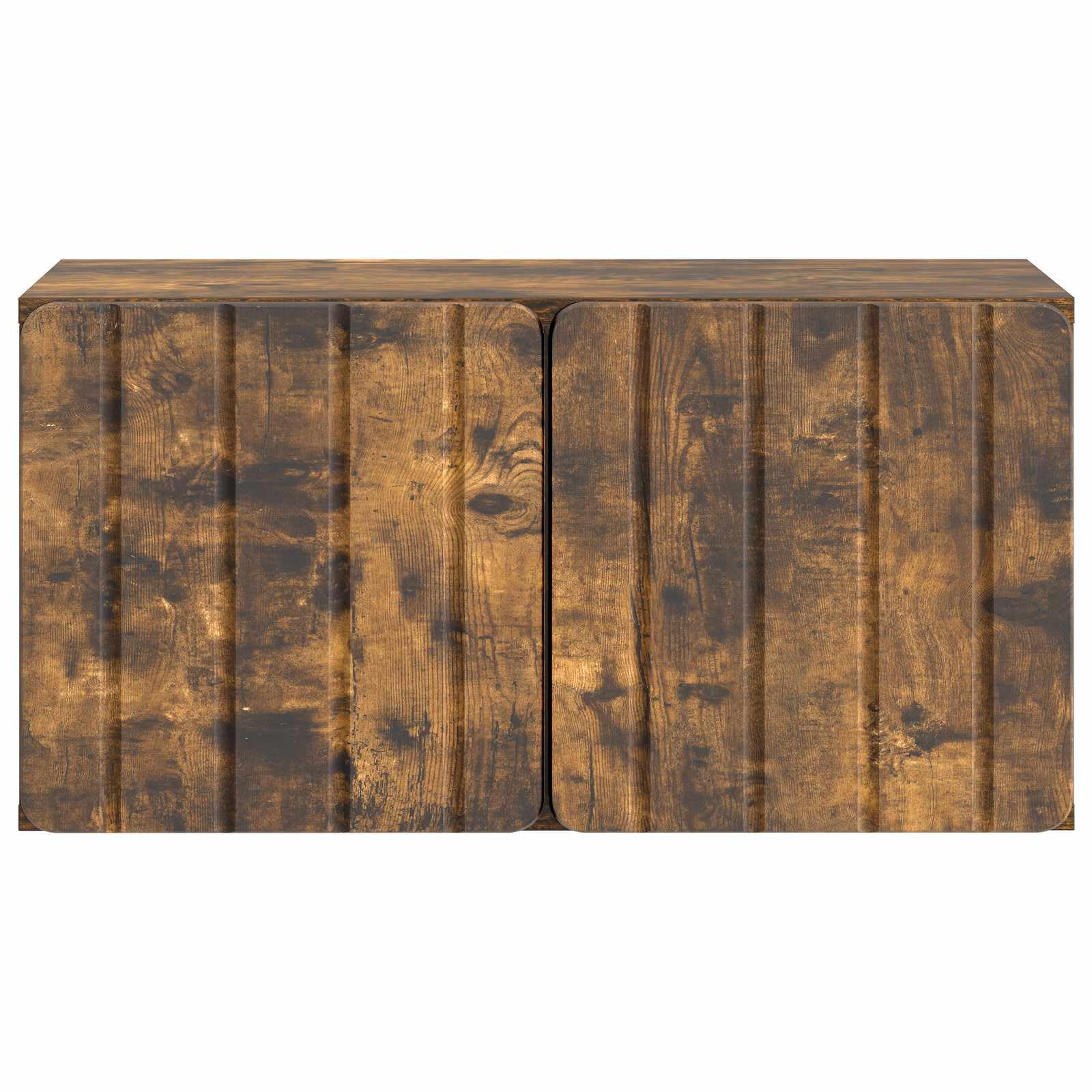 Hothingwell TV-Wandschrank, 59,5 x 31 x 30 cm, Eichenrauch, Holz | Drehtüren 90°, minimalistisches Design, platzsparend, feuchtes Tuch
