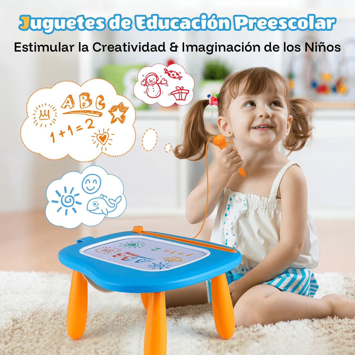 Smasiagon Juguetes Niños 1 2 3 Años, Pizarra Magnetica Infantil, Colorido Tableta Dibujo Magnético con Patas, Juguetes Educativos y Regalo Cumpleaños para Niñas Niños de 1-3 Años (Azul)