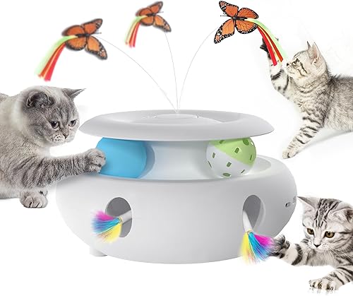 Miniatura 1 de Juguetes para gatos, juguetes interactivos 3 en 1 para gatos de interior, juguete interactivo automático recargable con mariposa aleteante, sensor