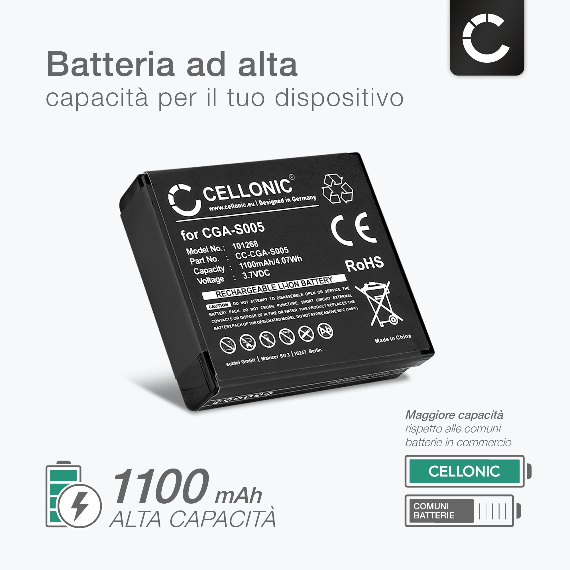 CELLONIC 2x Batteria compatibile con Ricoh GR II, DB-65, Ricoh GR | 2x, (1100mAh-3.7V-Ioni di Litio), Fotocamera Batteria per Ricoh GR II, DB-65, Ricoh GR, DB-60, Digital, Caplio R5, GX200