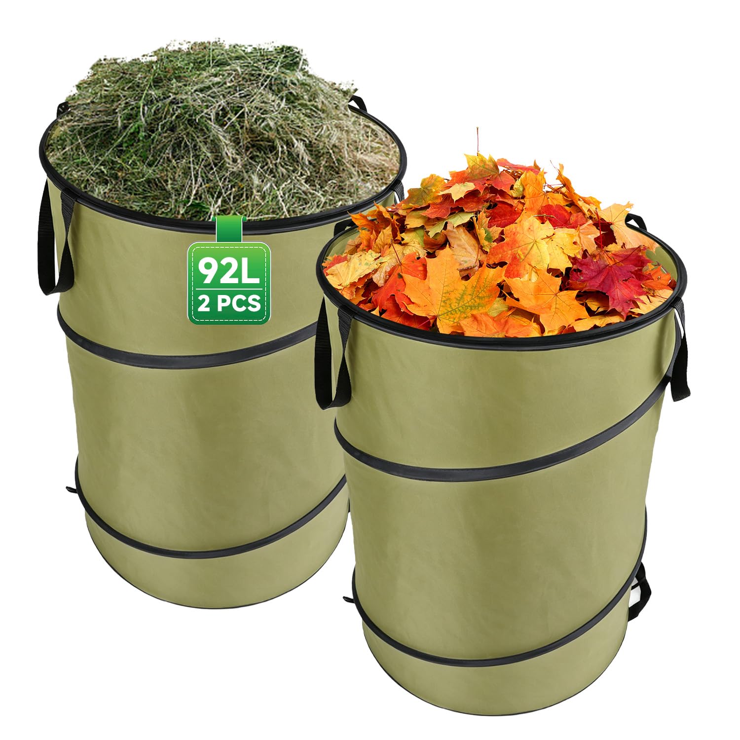 2Pcs Pop Up Garden Waste Bags 80L Heavy Duty Gardening Sacks with Handles