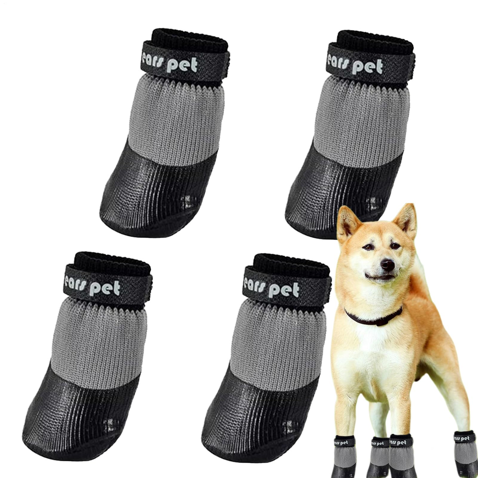 Paw Covers for Dogs, Dog Booties with Anti-Slip Rubber Soles, Portable Snow Dog Foot Covers for Indoor, Walking, Running, Camping