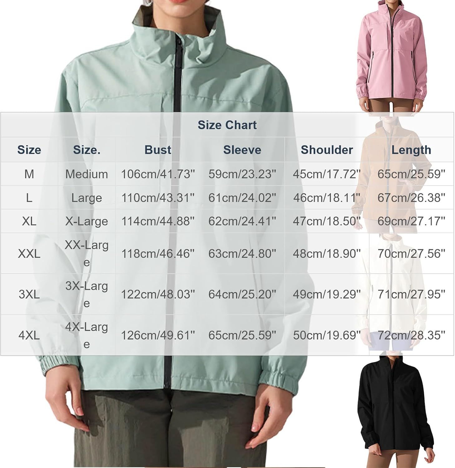 Women's Stand Collar Windbreaker Jacket Zip Up Long Sleeve Pocket Loose Coat Fall Winter Outdoor Casual Travel Tops