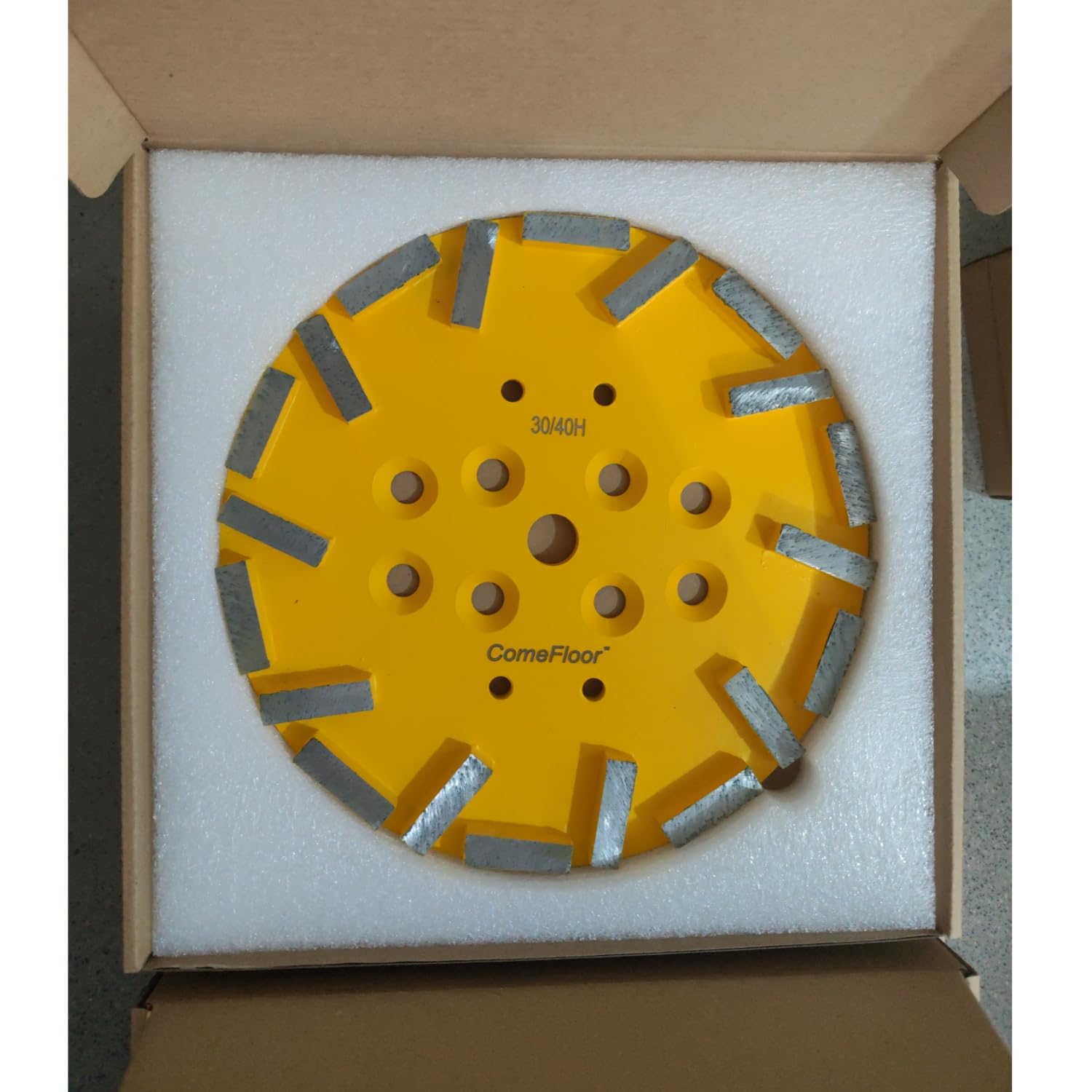 Placa de molienda de diamante de 10 pulgadas para suelo de hormigón, disco de 20 segmentos compatible con amoladoras Edco Husqvarna Blastrac MK, grano 30/40 duro Bond