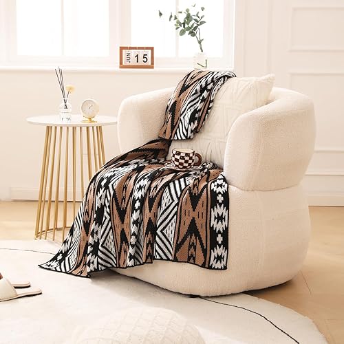 Miniatura 5 de Manta para silla, de punto arcílico, tribal, del suroeste, manta para sofá, sofá, manta de nativos americanos del suroeste suave y cálida manta