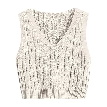 Sweater Vest for Women V Neck Cable Knit Sweater Tank Tops
