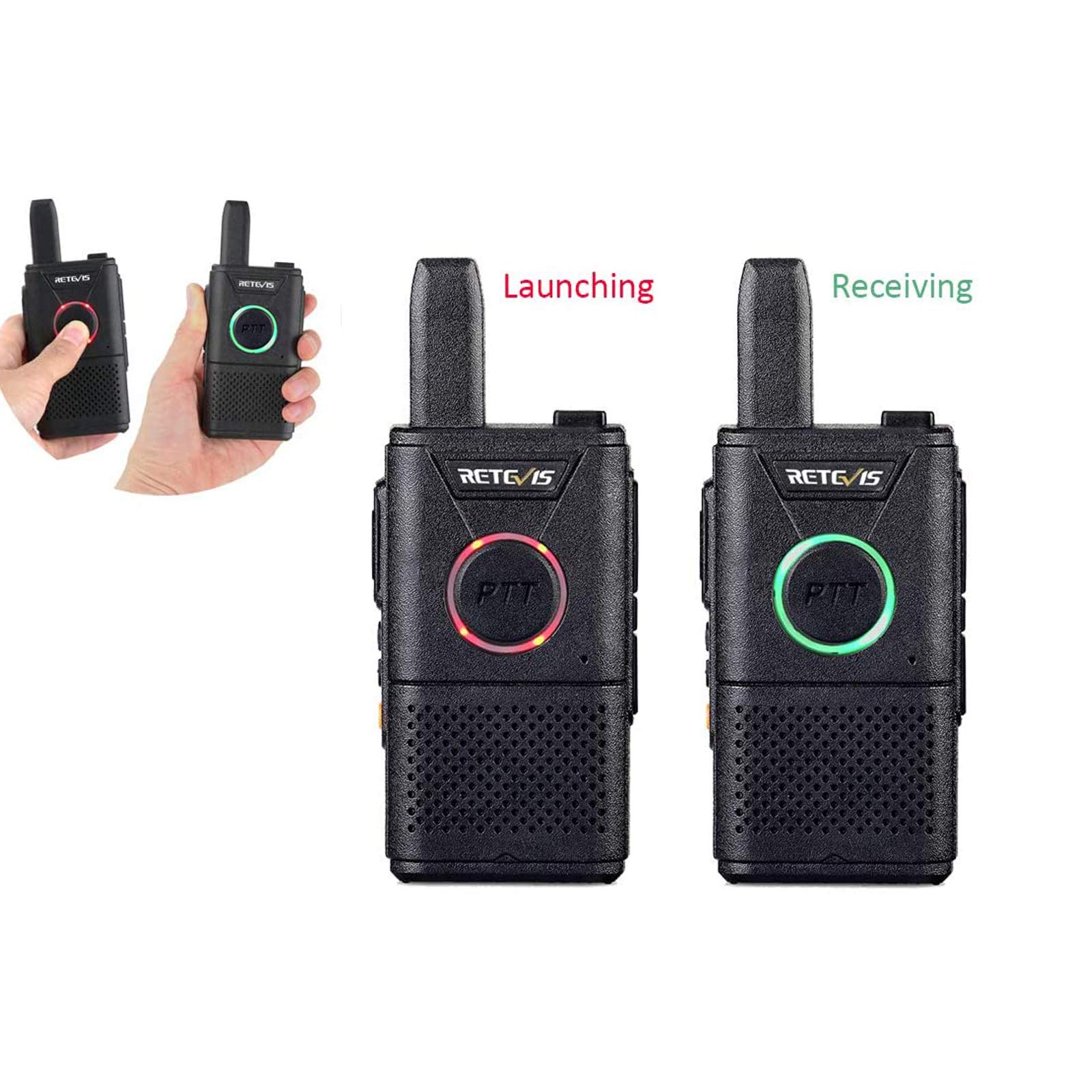 Retevis RT618 Mini Walkie Talkie Akumulator, Profesjonalna Licencja Pmr446 BezpłAtna, DłUgodystansowa Radiotelefon, Dwukierunkowa Komunikacja Radiowa Ptt Na Rodzinne Kempingi, Biznes (Czarny, 4 Szt.)