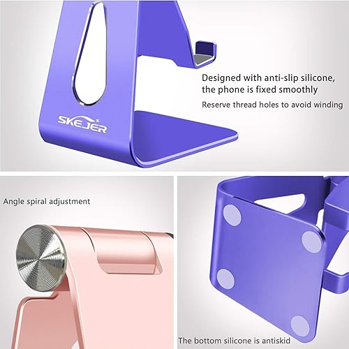 Miniatura 4 de Soporte ajustable para teléfono celular, soporte para tableta, escritorio de aluminio compatible con iPhone 12, iPad, Samsung Galaxy, Google todos