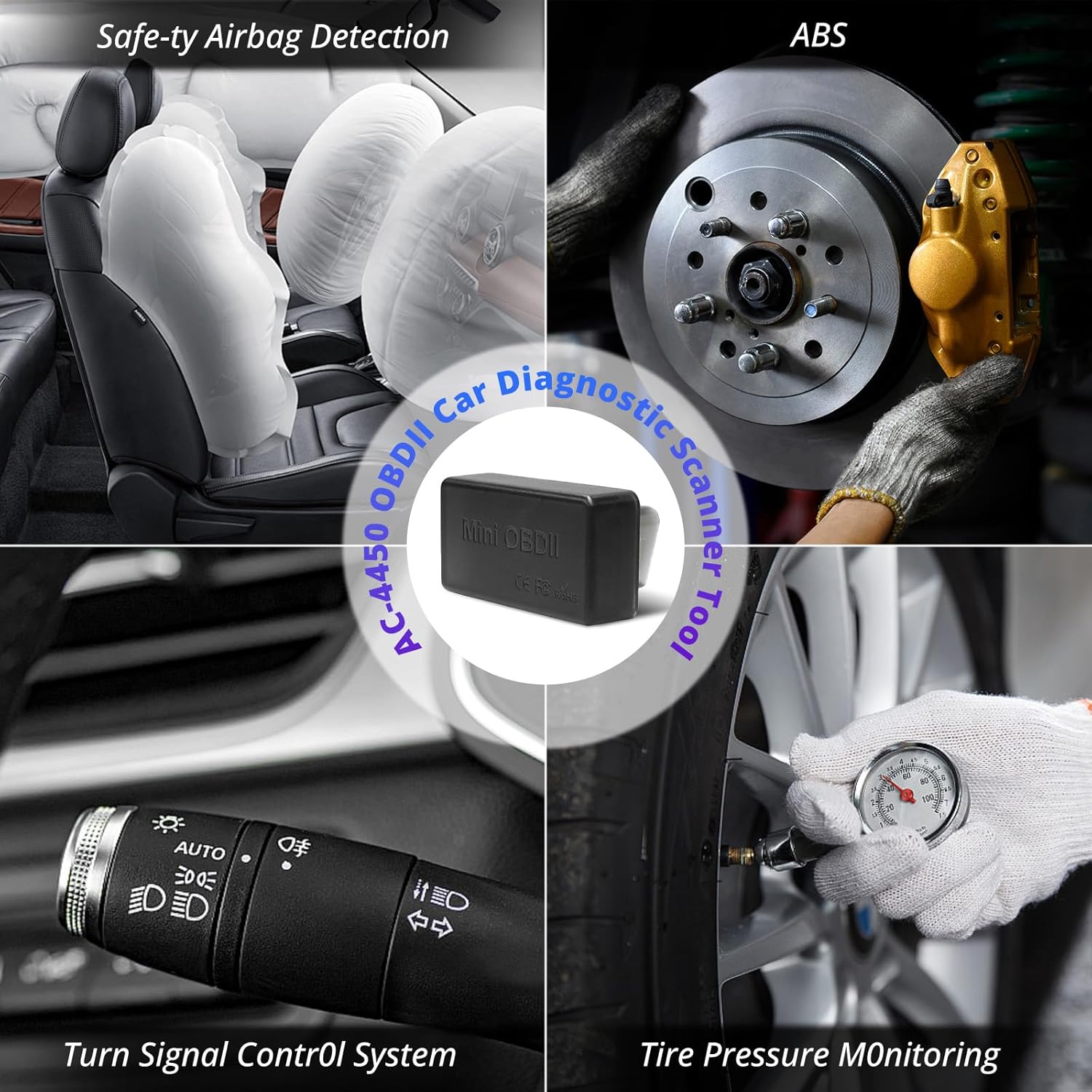 AC-4450 Bluetooth OBDII/OBD2 Car Diagnostic Scanner/Scan Tool,for A5LG2B7T-S01,Double-DIN Android Car Stereo Wireless CarPlay Android Auto, 7 Inch Touchscreen Car Radio with Backup Camera