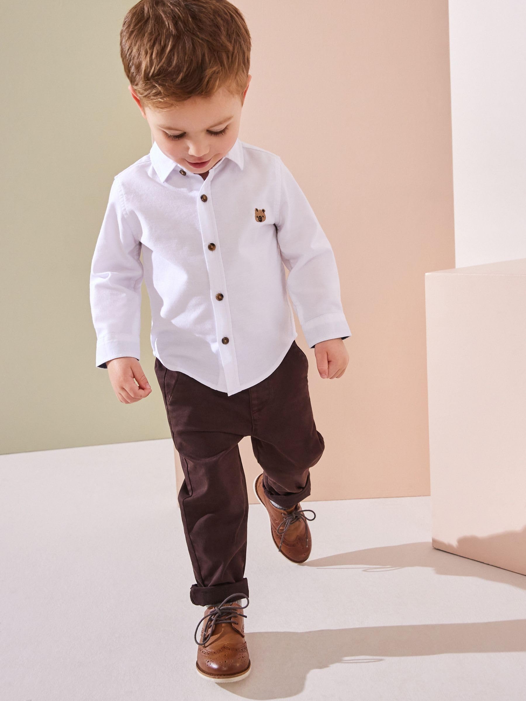 NEXT Garçon Chemise Oxford à Manches Longues White Character 18 Mois-24 Mois