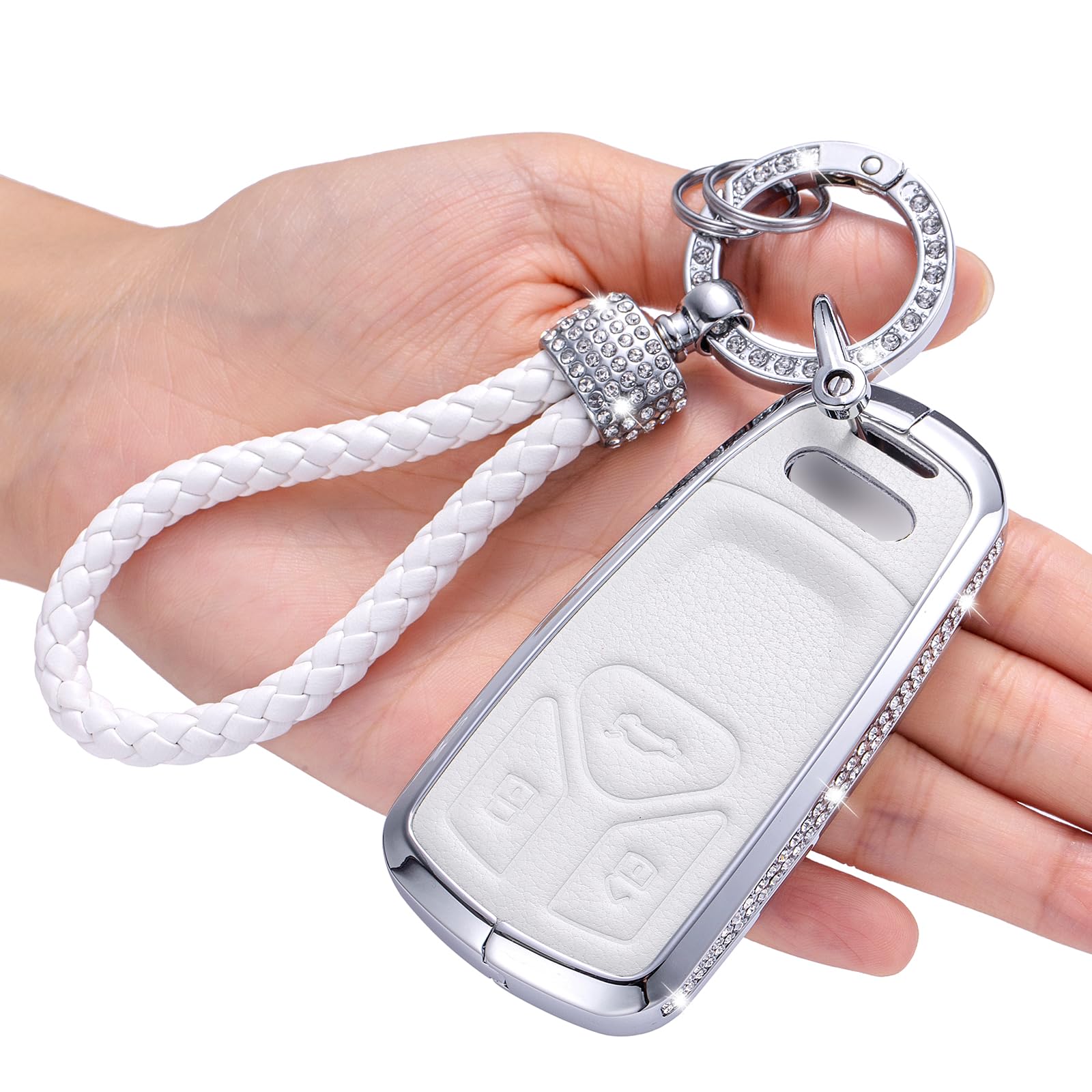 LCXJMWKL for Audi Crystal Key Fob Cover,Compatible with Audi A4 Q7 Q5 TT A3 A6 SQ5 SQ7 R8 S5 Protector Sleeve Accessories