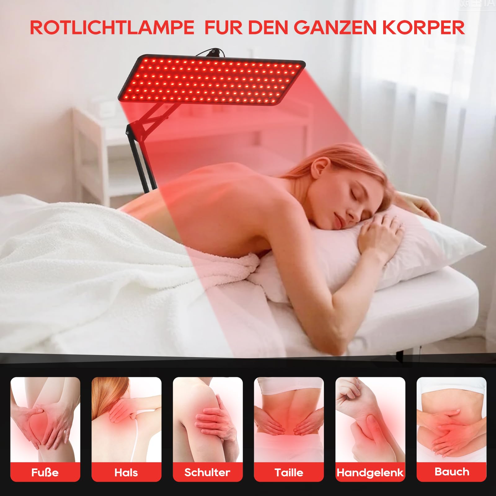 Morfone Lámpara de Luz Roja Cuerpo y el Rostro, Lámpara Infrarroja con Tres Longitudes de Onda (660 nm, 850 nm, 940 nm) Panel Luz Infrarroja con Gafas Protectoras, No Produce Calor (Negro, M) | Lámpara infrarroja sin calor para cuerpo completo y cara, 5 n