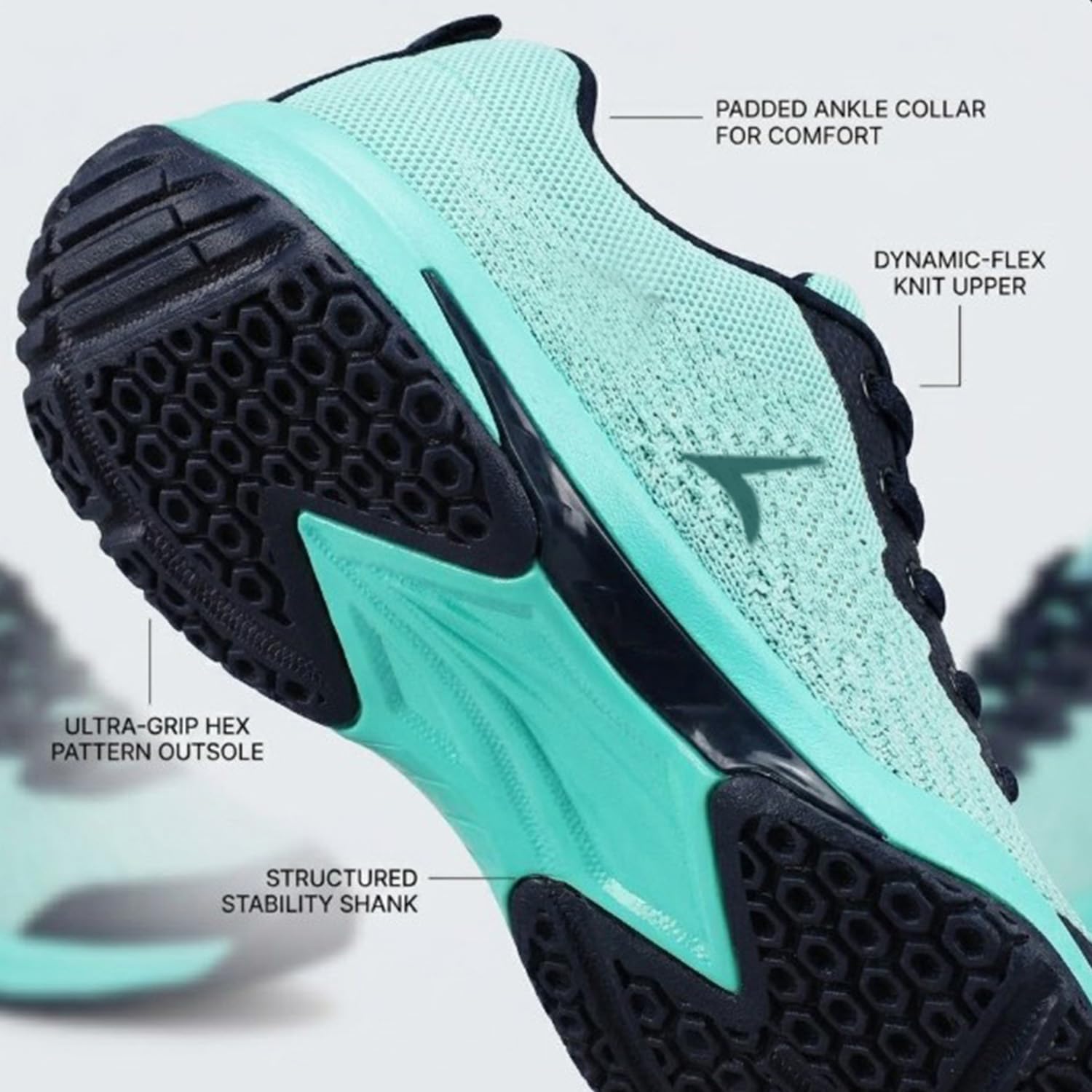 TRACER Men's Badminton and Pickleball Court Shoes, Lightweight Breathable Mesh Upper, Shock-Absorbing EVA Sole, Non-Marking Grip, Comfortable Indoor Sneakers for Speed and Agility Mint Green 11 2