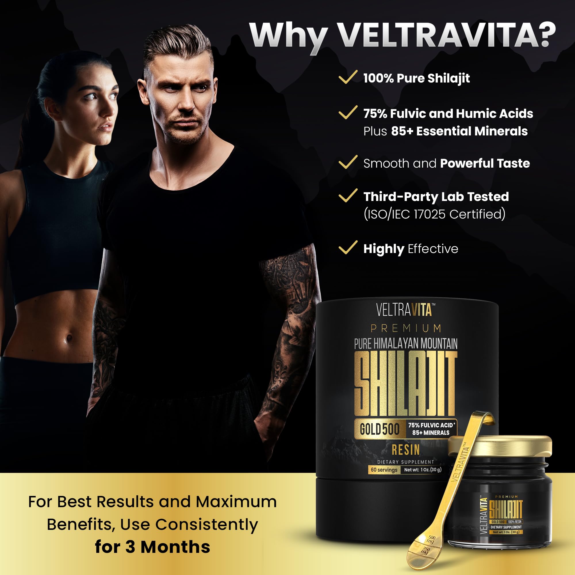 VeltraVita® 100% Pure Himalayan Shilajit Resin Gold Grade | High Potency 75%+ Fulvic Acid & 85+ Trace Minerals | Organic Shilajit for Men & Women | Natural Energy & Immune Support | Lab Tested | 30g — Amazon image 7