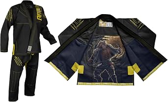 Raven Fightwear Mens BJJ Horror Werewolf Brazilian Jiu Jitsu Uniform Jiu Jitsu Premium BJJ Gi Black