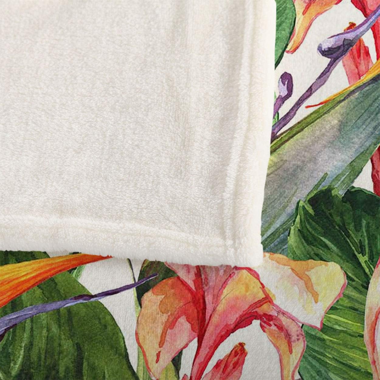 Mugod Tropical Flowers Throw Blanket Seamless Exotic Floral Pattern Bird of Paradise Decorative Soft Warm Cozy Flannel Plush Throws Blankets for Bedding Sofa Couch 50 X 60 Inch