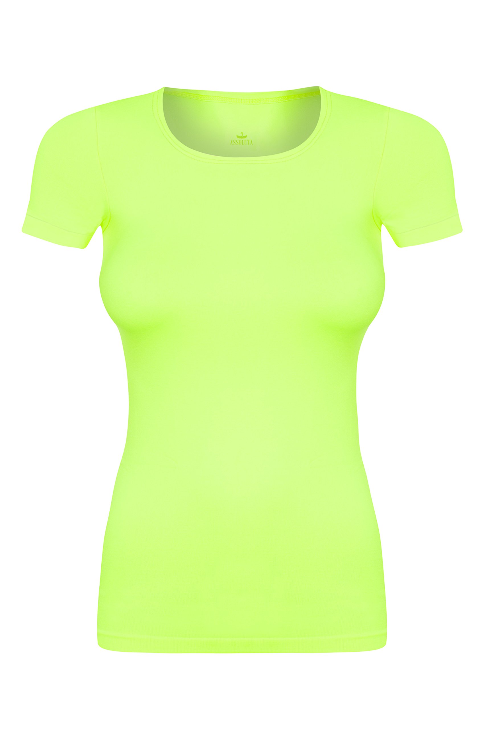 T-Shirt de Sport Assoluta à Manches Courtes pour Femme, Existe en Couleurs Vert, Orange, Rose et Jaune Fluo
