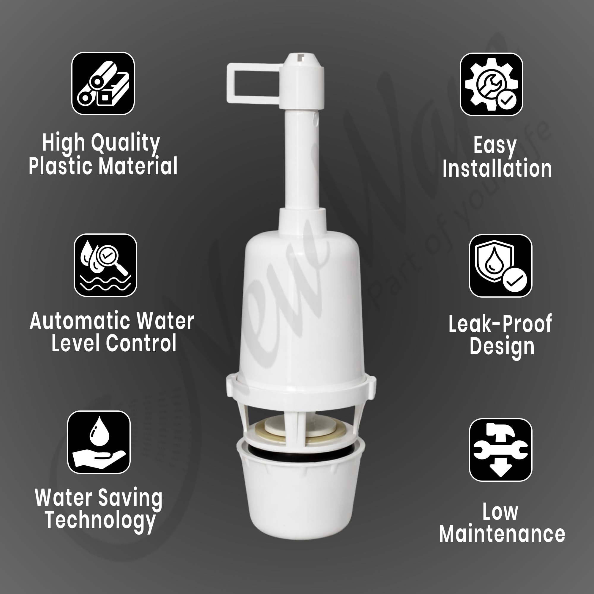 New Ware Syphon with Coupler | PVC Material Type | for Flush Tank/Water Filling Valve Parts Toilet Flush Valve for Toilet Tank 2