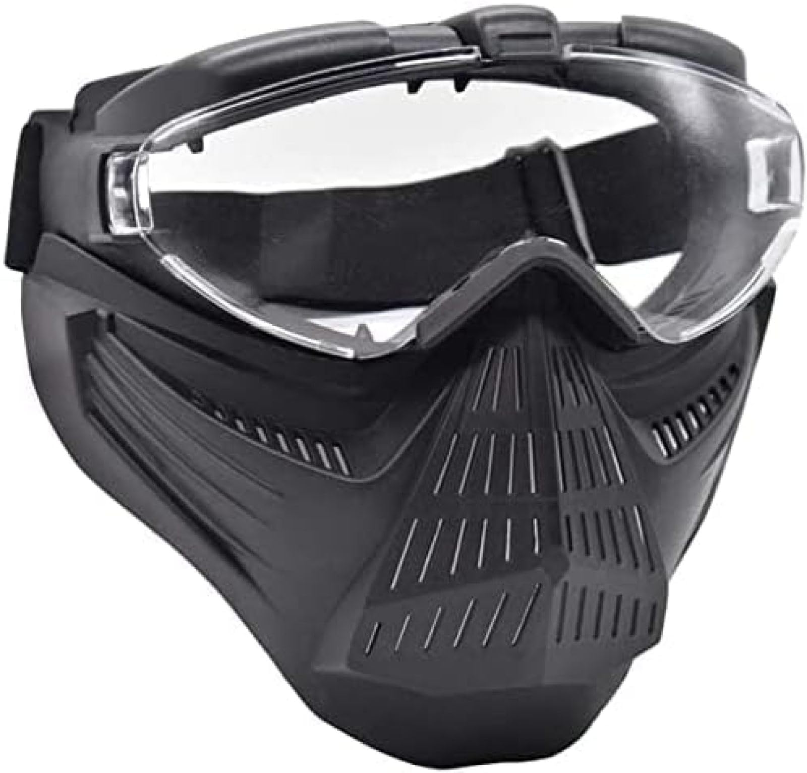 Casco Protettivo tattico Integrale da Softair con Maschera per Occhiali e Lenti, da Applicare al Gioco di Sopravvivenza CS Paintball di Ruolo,BK,24 * 25 CM