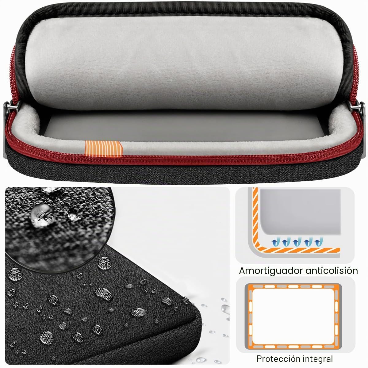 Funda para Portátil 15"-15,6"-16" Sleeve con Asa y Correas Ocultas, Compatible con MacBook Neo Pro Air 16"/15", Maletín para PC con Protección 360° y 4 Bolsillos para Accesorios,Rojo