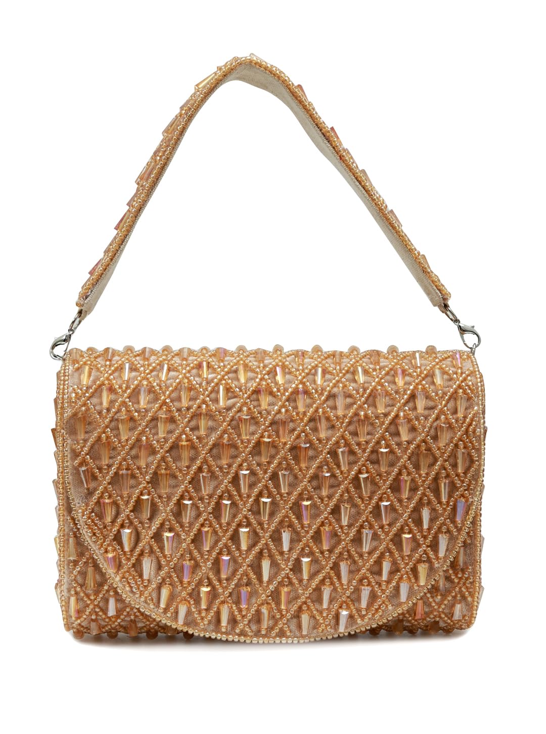 the tan clan Claire Gold Flap over Bag Clutch for women Purses Luxury Evening Handbags for ladies with Detachable Handle-picture-22