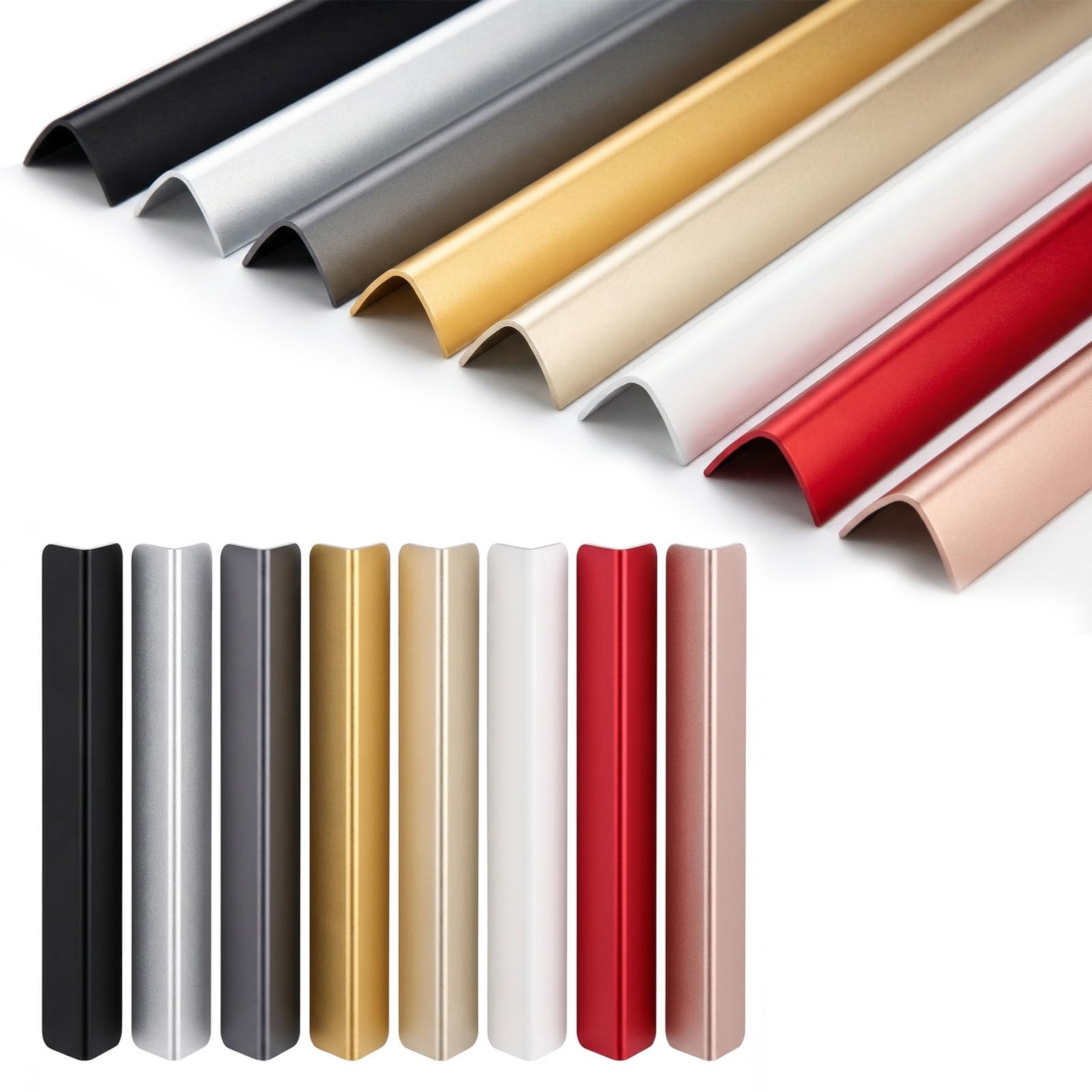 Protector de Esquinas de Aluminio Autoadhesivo, Perfil Angular en L de Metal para Protección de Paredes y Muebles, Guardas de Esquina para Puertas, 1 m, Set de 2 Piezas(Matte Champagne,1.6x1.6in)