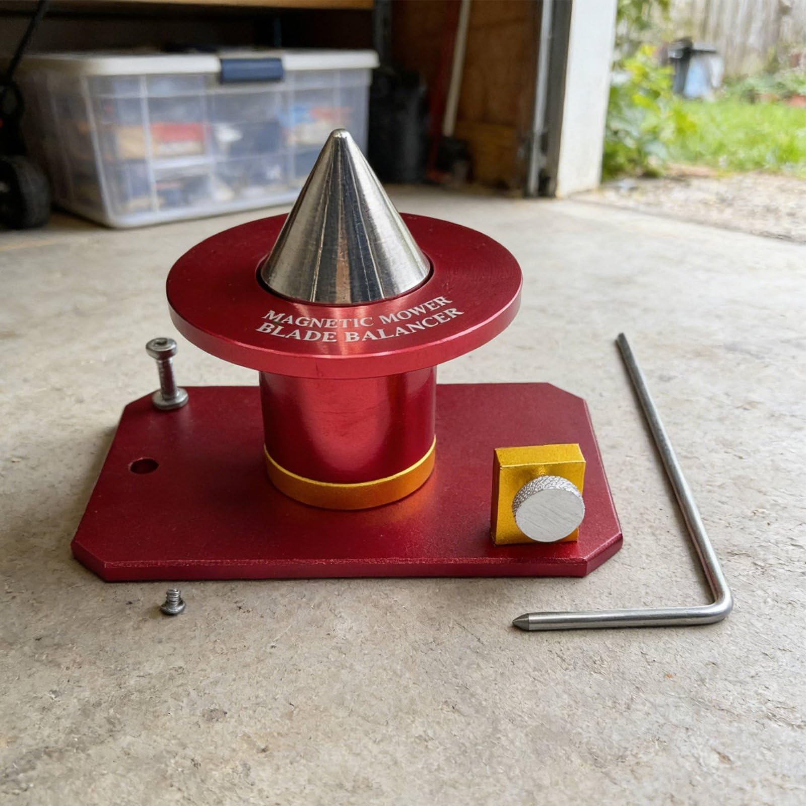 Gardening Balancer Herramienta Balanceadora para Cortacésped Nivelador Alineador Accesorio de Precisión en Aluminio y Acero Mantiene Eficiente y Menos, Rojo