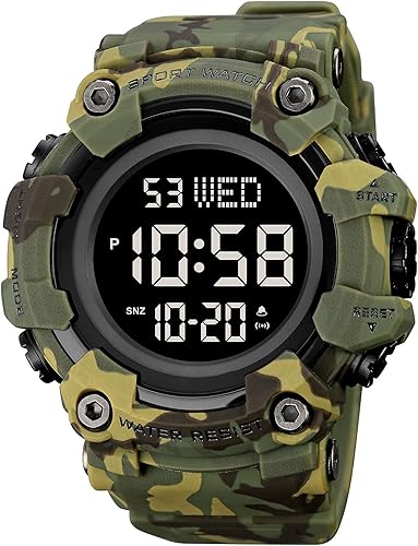 Miniatura 8 de Fanmis Reloj digital digital multifunción para hombre electrónico impermeable con alarma reloj deportivo de cuarzo Azul  Patchwork