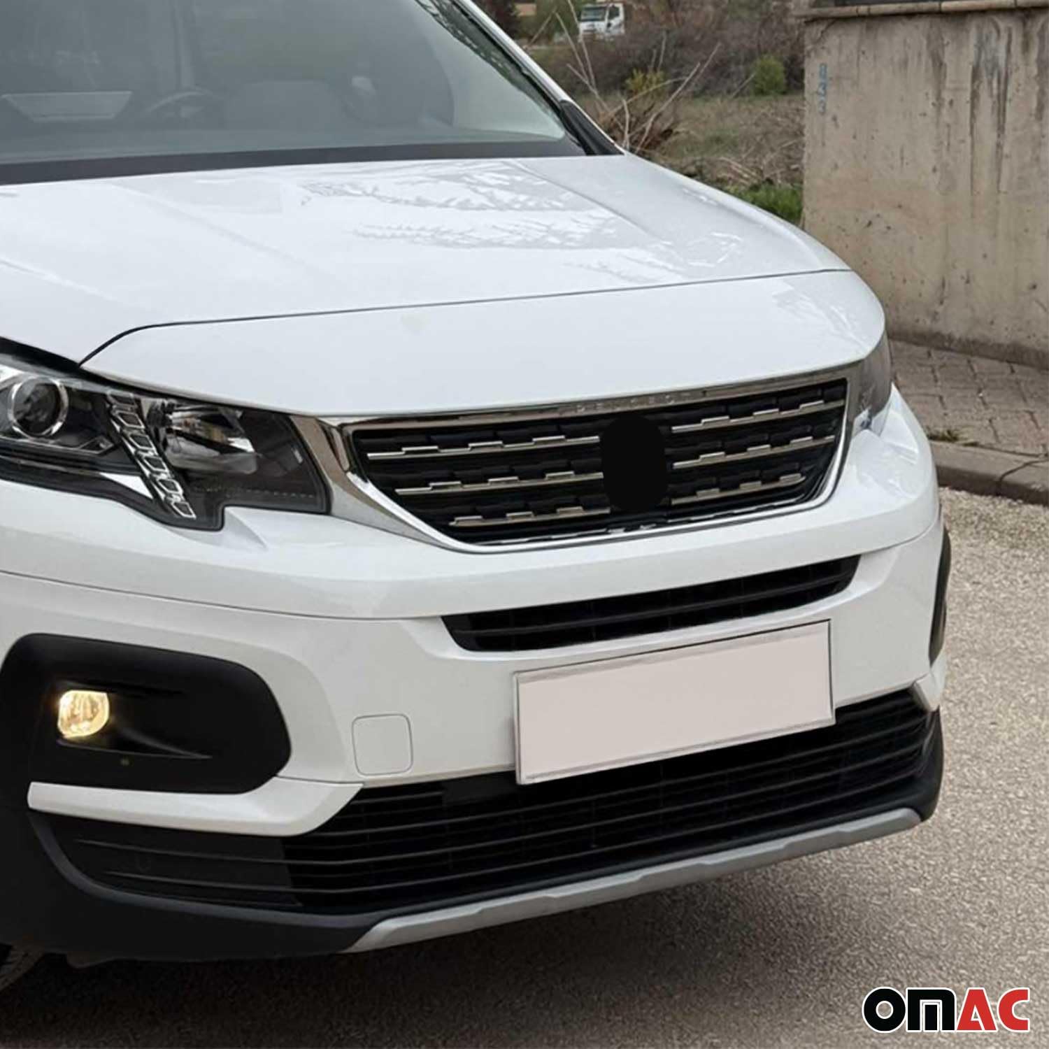 Moulure de Grille de Calandre Compatible avec Peugeot Rifter 2018-2026, Garniture Baguette de Calandre en Acier Inoxydable Argent