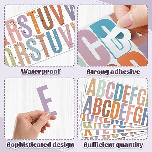 Miniatura 10 de 24 hojas de calcomanías de letras, kit de números de letras de vinilo autoadhesivas de 2.5 pulgadas, calcomanías negras para buzón de correo, aula,