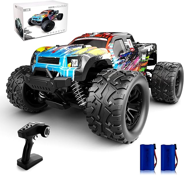 Tecnock Remote Control Car 38km/h High Speed RC Cars, 4WD Off Road Monster Truck All Terrain, 1:18 Electric Racing Car 2.4GHz RC Buggy Vehicle for Adults and Kids