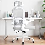 Président du Bureau ergonomique,Ultra chaise de bureau à ressort épais, noir, support et appuie-tête réglables Lombaire, Armes rabattables, fonction de rotation, chaise informatique de bureau de Mesh