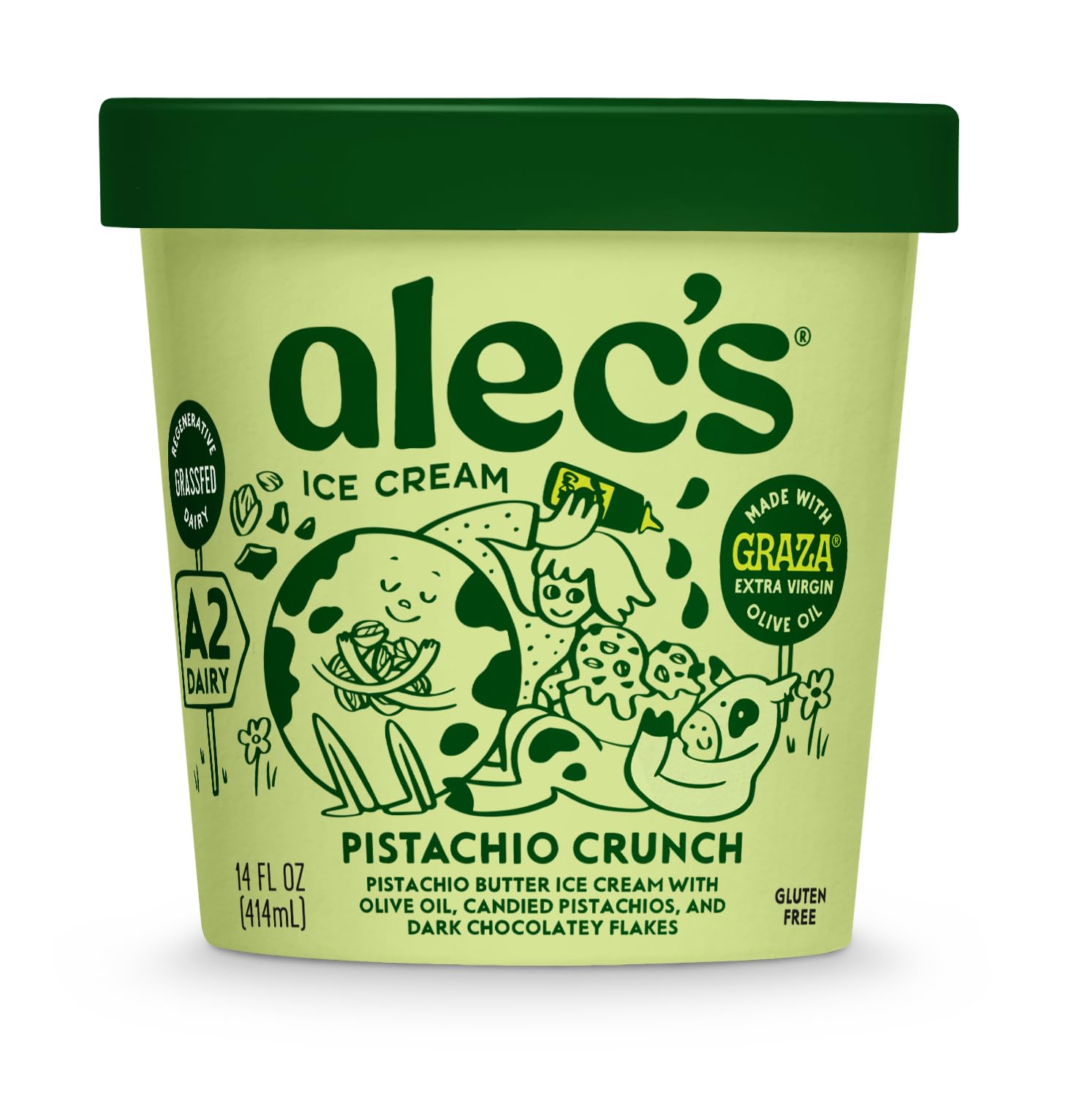 Amazon.com: Alec's Pistachio Crunch Organic Ice Cream - Grassfed
