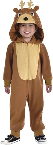 Adorable cierre de reno para niños pequeños (3-4), marrón suave y crema, perfecto para fiestas de Navidad, uso diario o diversión para disfraces (1