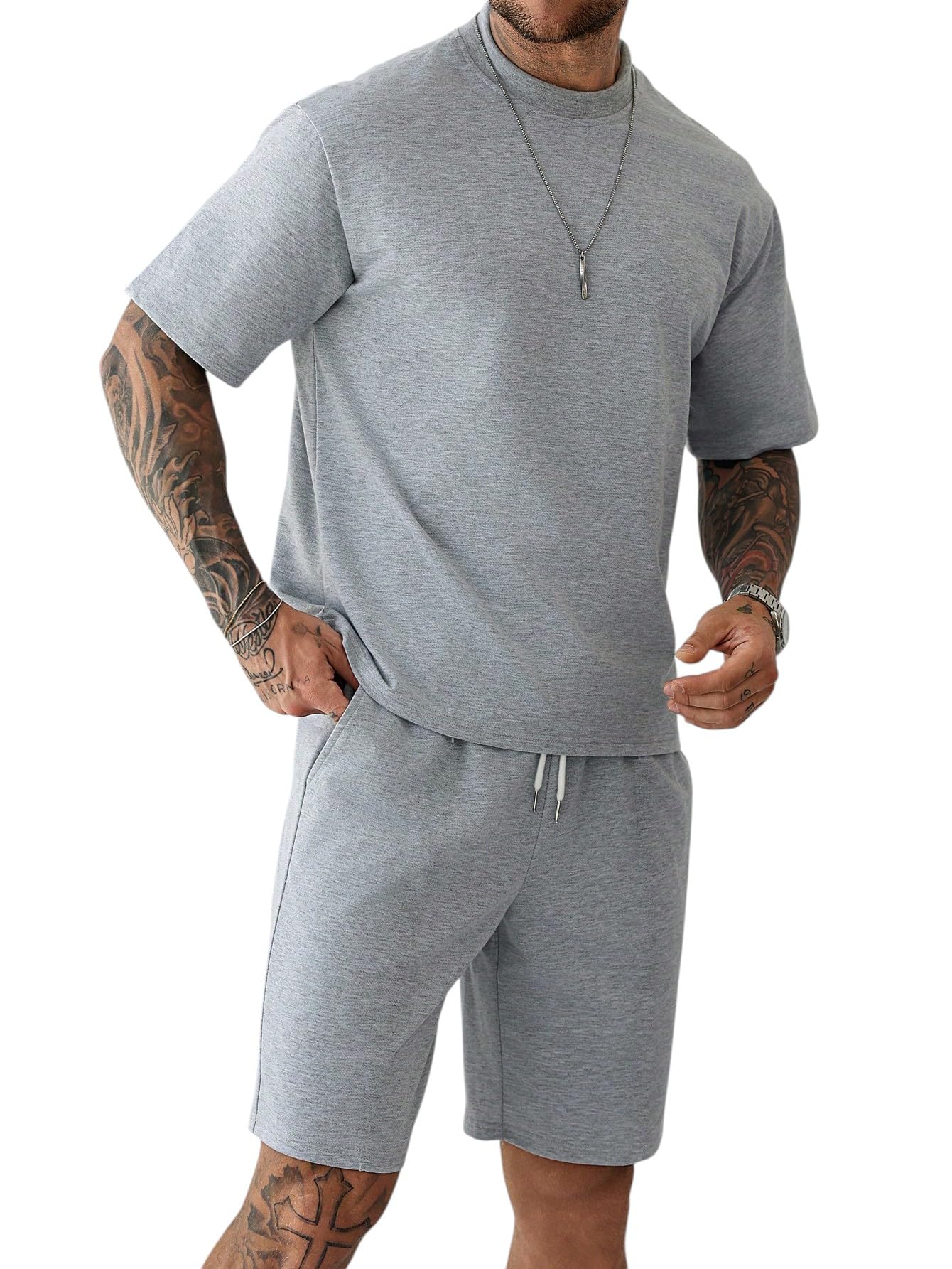dockstreet Men’s Oversized Co-ord Set Trending casual wear/Comfortable Lounge wear set with oversized T-shirt and Shorts-picture-42