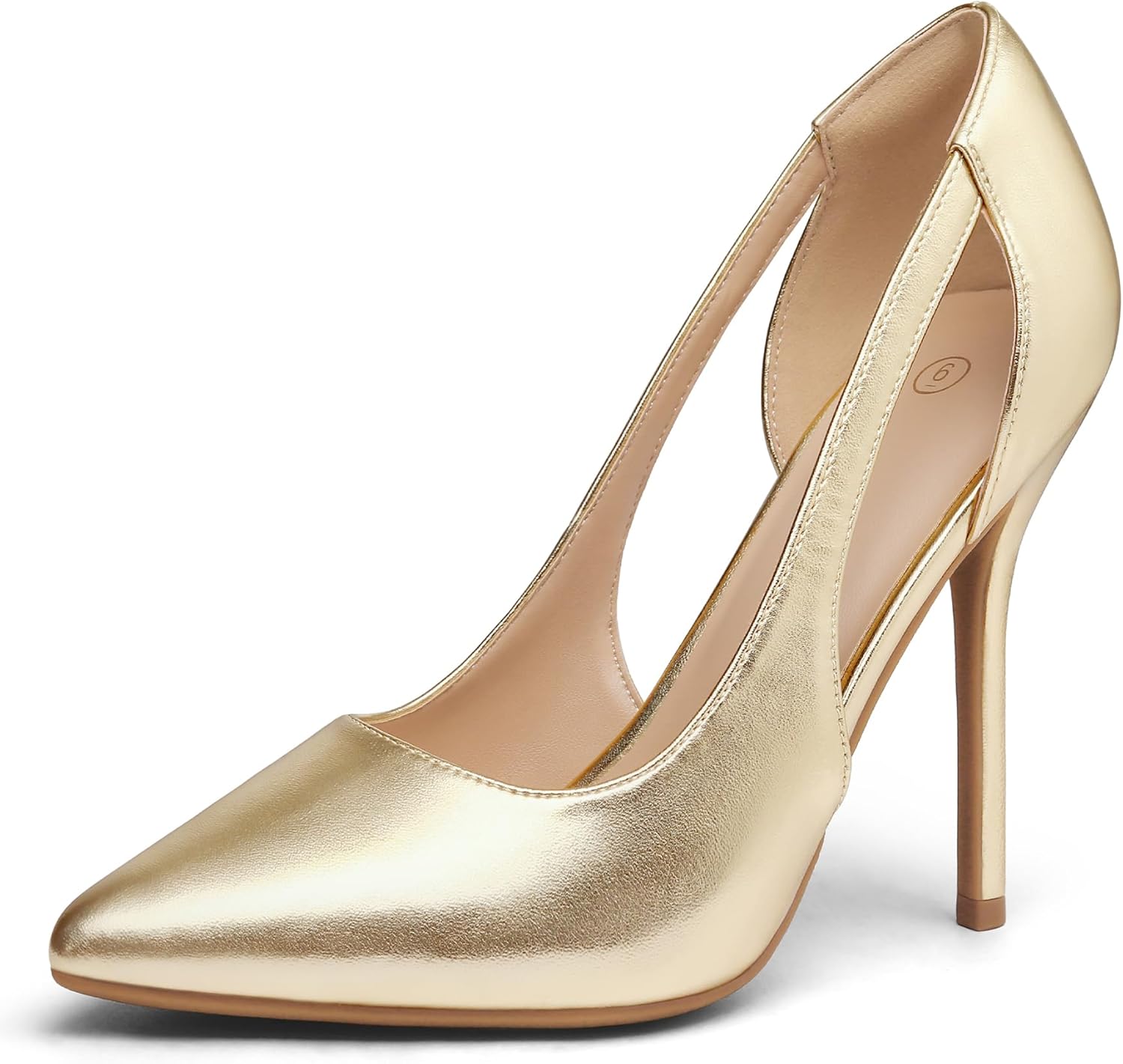 mysoft Women's Stiletto Heels Pumps Closed Toe 4IN Cut Out High Heels Pointed Toe Dress Shoes