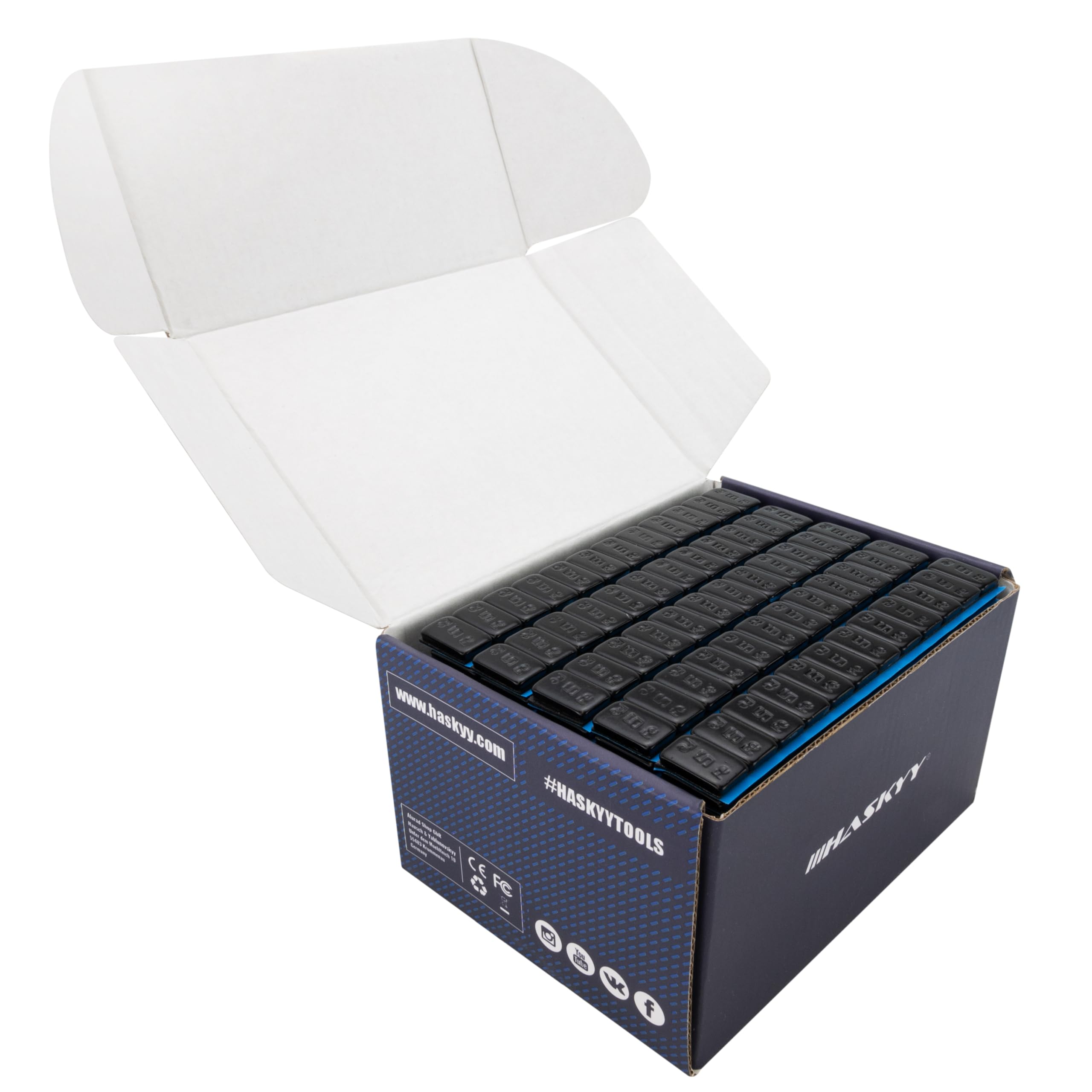 100 Balancing Weights, Black, 12 x 5 g, Adhesive Weights, 6 kg, Steel Weights, Adhesive Bar 60 g, with Tear-off Edge, Galvanised and Plasticized, KG