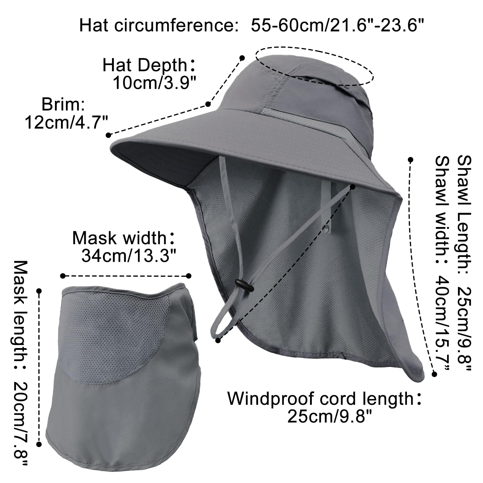 Rosoz Chapeau de pêcheur UPF 50+ - Vêtement safari - Pour homme - Amovible - Bord large - Chapeau de randonnée - Chapeau de pêche pour homme et femme - 4