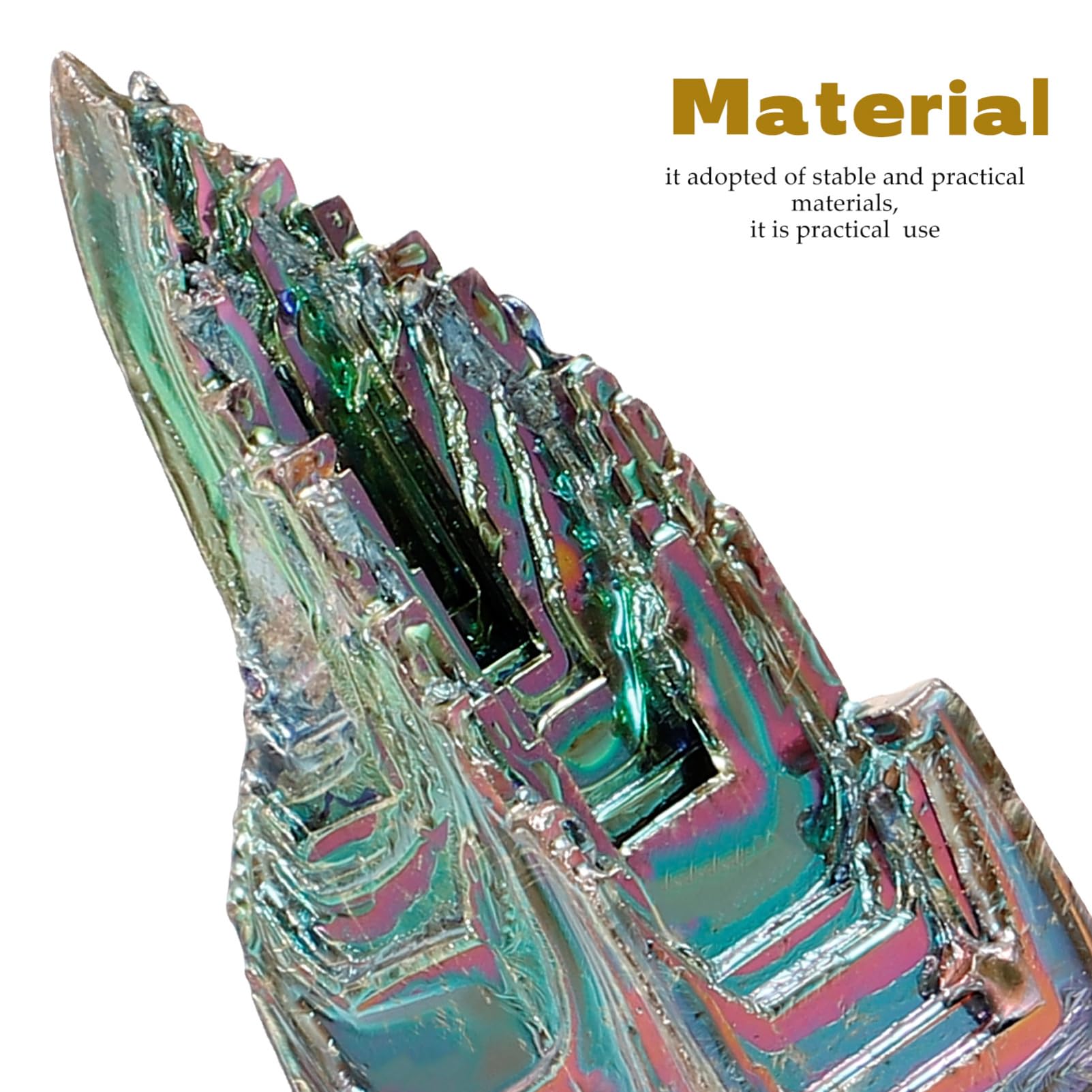 Healeved Desktop Bismuth Crystal Specimen Craft Decorative Bismuth Crystal Stone Statue Table Bismuth Crystal