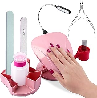 Enhon Manicure Supplies, Include Nail Stand Hand Rest for Nails with Multi Angle & Polish Trays, Manicure Set 3 Pieces & LED Lights, Foot Station Supply for Salon Home DIY, Christmas Gifts for Women